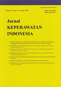 Jurnal Keperawatan Indonesia ; Volume 21 ,nomor 2, Juli 2018