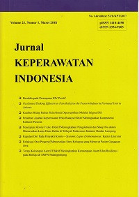 jurnal Keperawatan Indonesia ; Volume 21, Nomor 1, Maret 2018
